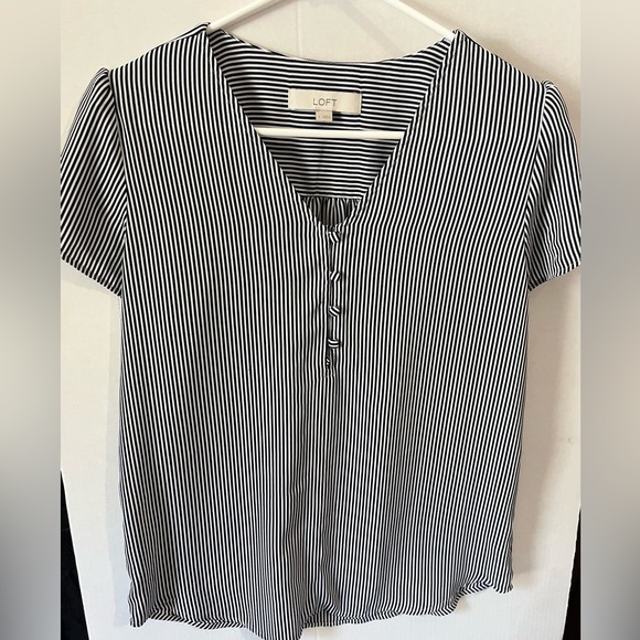 LOFT Tops - LOFT Monochrome Striped Blouse
